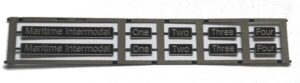 66 Maritime Intermodal  ONE TWO THREE FOUR Etched Nameplate Pack OO Gauge