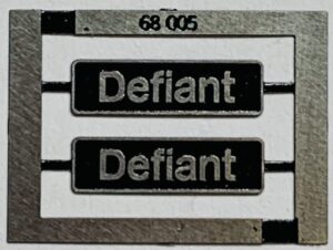 68005 Defiant Class 68 Etched Nameplate - N Gauge