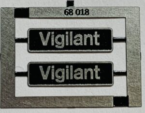 68018 Vigilant Class 68 Etched Nameplate - N Gauge