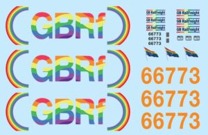 Class 66, 66773 GBRf PRIDE Transfer Pack N Gauge PRIDE OF GB RAILFREIGHT