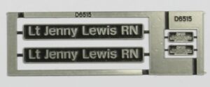 D6515 Lt Jenny Lewis RN nameplate - OO Gauge Class 33