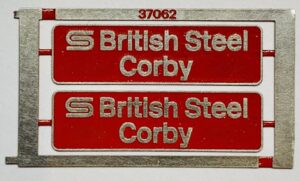 37062 British Steel Corby Etched Nameplate - OO Gauge