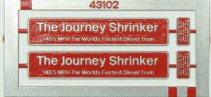 43102 The Journey Shrinker etched nameplates OO Gauge