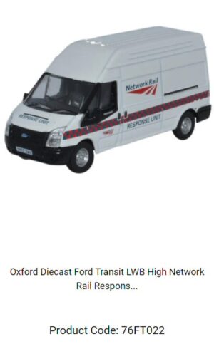 OXFORD DIECAST 76FT022 Network Rail Ford Transit Van LWB Rail Response Unit OO gauge