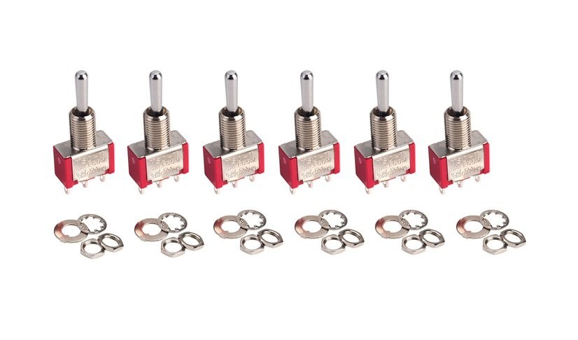 DCCconcepts DCD-ATS Alpha Toggle Switch (6-Pack of On-Off-On Sprung Toggle Switches)