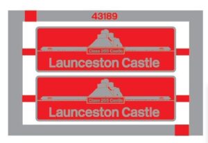 43189 Launceston Castle etched nameplates OO Gauge