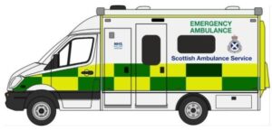 OXFORD DIECAST NMA004 - MERCEDES AMBULANCE SCOTTISH AMBULANCE SERVICE - N gauge,