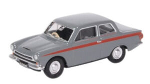 OXFORD DIECAST 76COR1008, FORD CORTINA MKI LOMBARD GREY/RED, OO Gauge