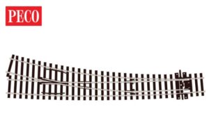 Peco SL-E187 Streamline Code 75 OO/HO,  Curved Turnout, Large Radius, Left Hand