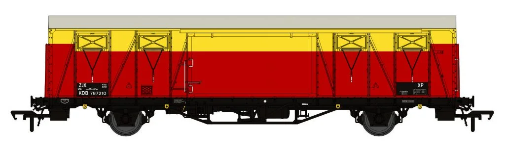 Rapido Trains UK 910012 - BR Dia 1/227 ‘VIX’ Ferry Van – ZJX KDB787210 S&T Satlink Red and Yellow Livery OO Gauge