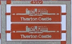 43172 Tiverton Castle etched nameplates OO Gauge