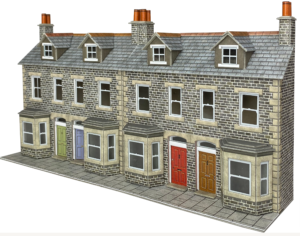 Metcalfe PO303 00/HO Scale Low Relief Terraced House Fronts – Stone
