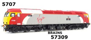 Heljan 5707 Class 57 57309 Brains in Virgin Trains Livery - OO Gauge