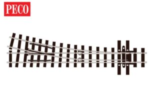 Peco SL-E496 Turnout (Mainline Sleepers), Medium Radius, Left Hand OO-9 CODE 80