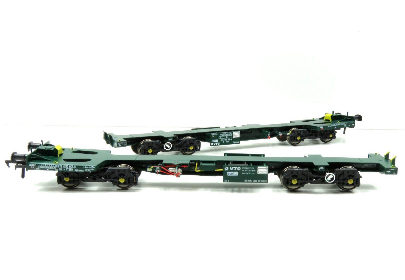 Revolution Trains OO-FWA-4101A ECOFRET FWA Container Flats - VTG LIVERY, TWIN SET PACK - OO Gauge OO-FWA-4101A