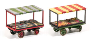 Peco - Wills SS37 Market Stalls, 4 wheel Barrows Inc. Loads - OO Gauge