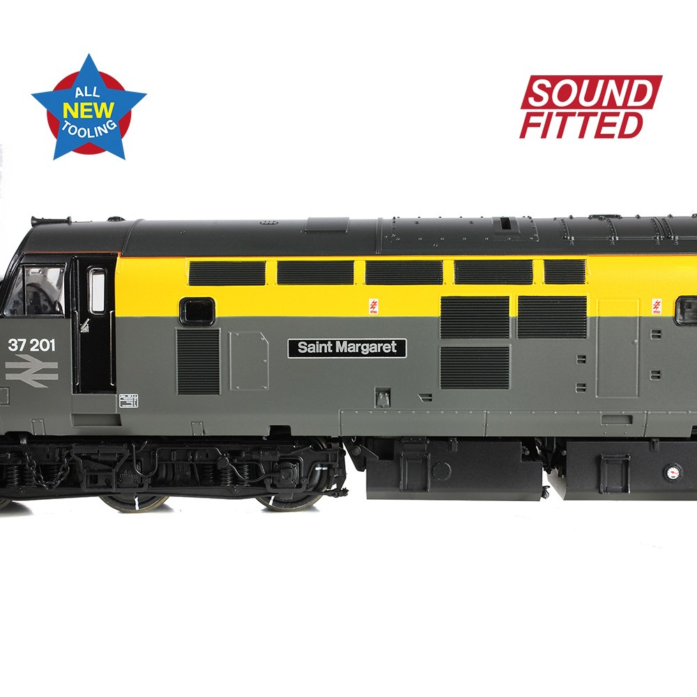 Bachmann 35-308SF Class 37/0 Centre Headcode 37201 'St. Margaret' BR Eng. Grey & Yellow OO Gauge