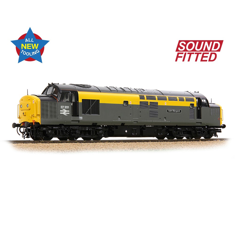 Bachmann 35-308SF Class 37/0 Centre Headcode 37201 'St. Margaret' BR Eng. Grey & Yellow OO Gauge