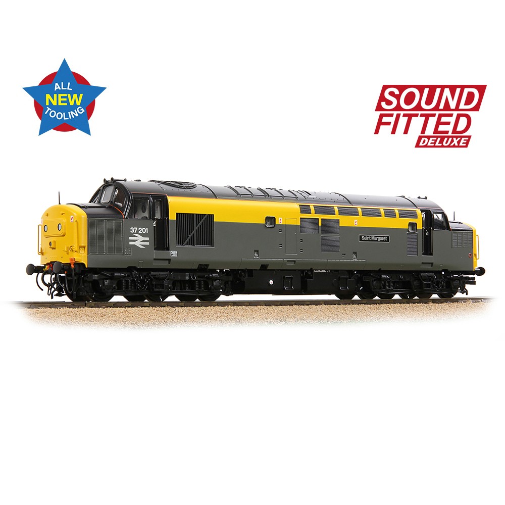 Bachmann 35-308SFX Class 37/0 Centre Headcode 37201 'St. Margaret' BR Eng. Grey & Yellow OO Gauge