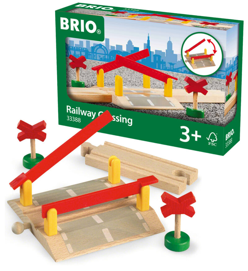 BRIO World - Passage à Niveau 33388 - Accessoire Circuit Train Bois Avec Barrières Manuelles - Dès 3 Ans
