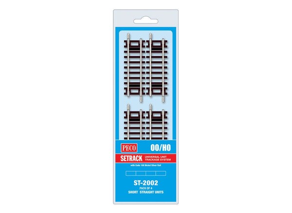 PECO ST-2002 Short Straight (Pack of 4) Setrack OO Gauge Code 100