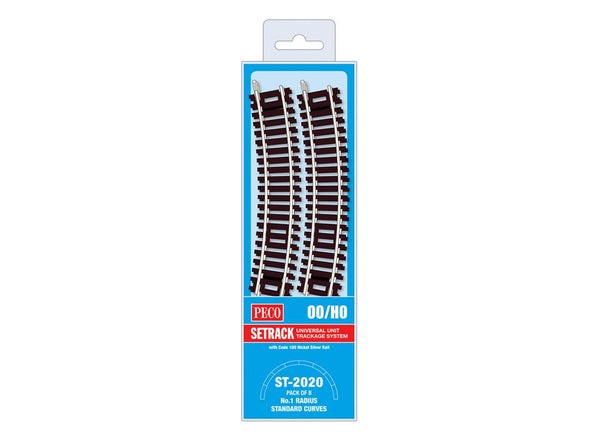 PECO ST-2020 Standard Curve, 1st Radius (Pack of 8) Setrack OO Gauge Code 100