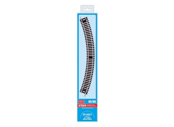 PECO ST-2021 Double Curve, 1st Radius (Pack of 4) Setrack OO Gauge Code 100