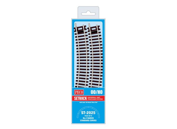 PECO ST-2025 Standard Curve, 2nd Radius (Pack of 8) Setrack OO Gauge Code 100