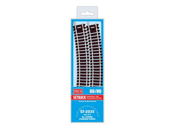 PECO ST-2035 Standard Curve, 4th Radius (Pack of 8) Setrack OO Gauge Code 100
