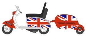 OXFORD DIECAST 76SC002 SCOOTER & TRAILER UNION FLAG - OO Gauge