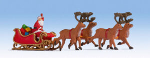 Noch - N15924 - Santa Claus with Reindeer Hauled Sleigh Figure Set