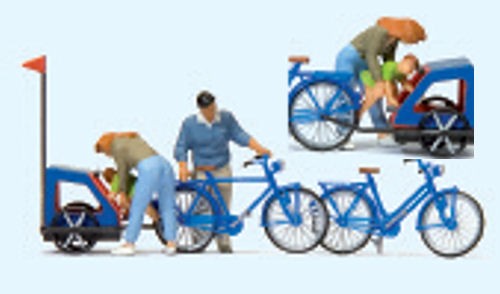 Preiser - PR10635 - Family Bicycle Ride Preparation (3) Exclusive ...