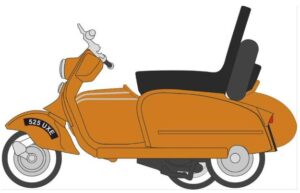 OXFORD DIECAST 76SC003 SCOOTER & SIDECAR ORANGE - OO Gauge
