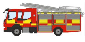 OXFORD DIECAST 76VEO001 VOLVO FL EMERGENCY 1 PUMP LADDER WEST YORKSHIRE - OO Gauge