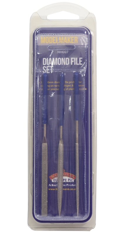 Bachmann MM007 Diamond Files Set (3 Pcs - Flat, Half Round & Round - 140mm)