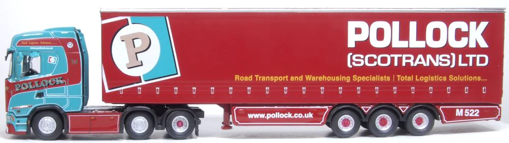 OXFORD DIECAST 76SNG002 Scania New Generation (S) Curtainside Pollock - OO Gauge