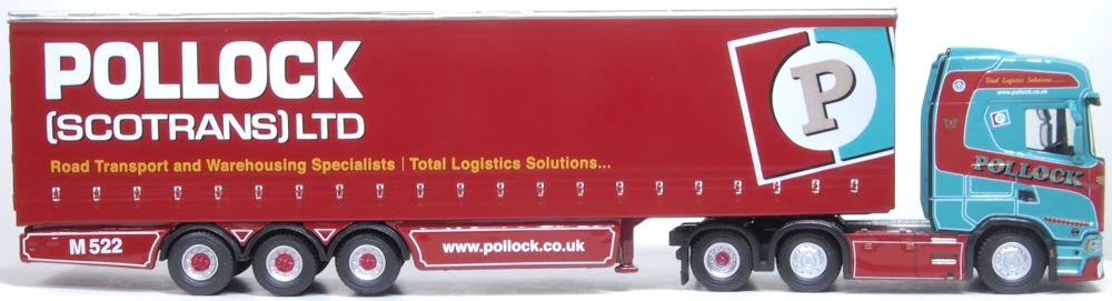 OXFORD DIECAST 76SNG002 Scania New Generation (S) Curtainside Pollock - OO Gauge