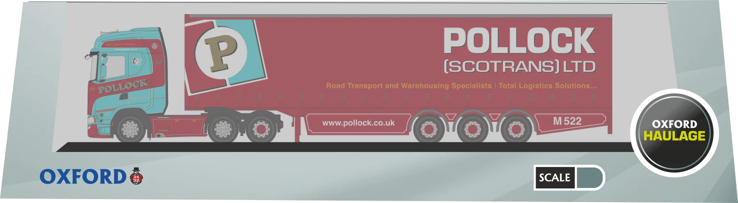 OXFORD DIECAST 76SNG002 Scania New Generation (S) Curtainside Pollock - OO Gauge