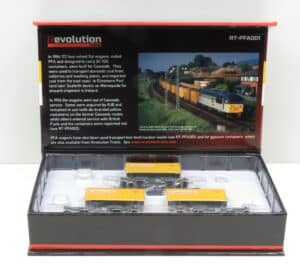 Revolution Trains RT-PFA001-D PFA Container Wagon with Cawoods Coal Containers in N / 2mm Gauge TRIPLE PACK - (Pack D)