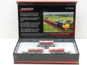 Revolution Trains RT-PFA003-O PFA Container Wagon with Low Level (LLNW) Containers in N / 2mm Gauge TRIPLE PACK - (Pack O)