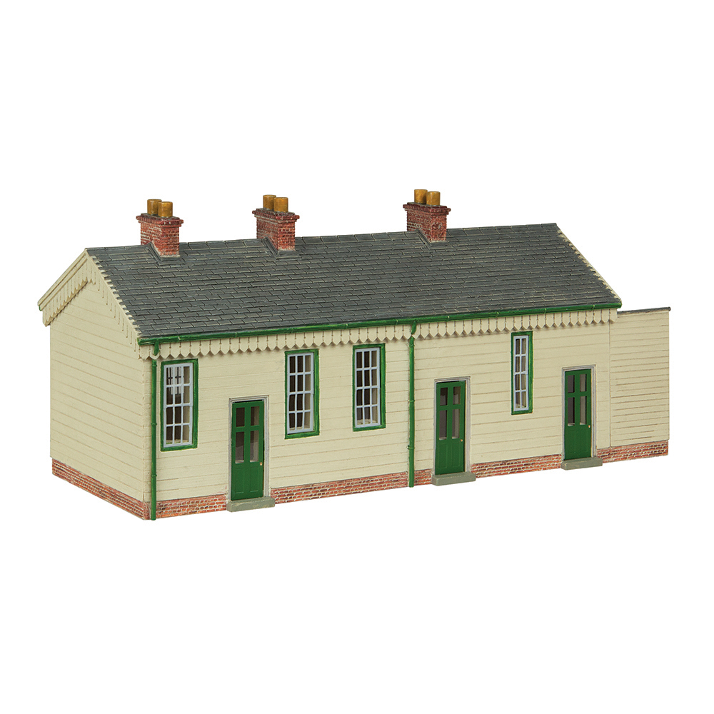Bachmann Scenecraft 44-0187A S&DJR Wooden Station Building Green and Cream - OO Gauge