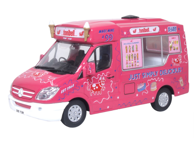 OXFORD DIECAST 43WM009 MERCEDES WHITBY MONDIAL ICE CREAM VAN TONIBELL - O Gauge