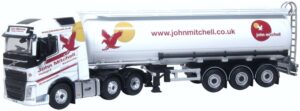 OXFORD DIECAST 76VOL4012 VOLVO FH 2013 FH4 CYLINDRICAL TANKER JOHN MITCHELL - OO Gauge