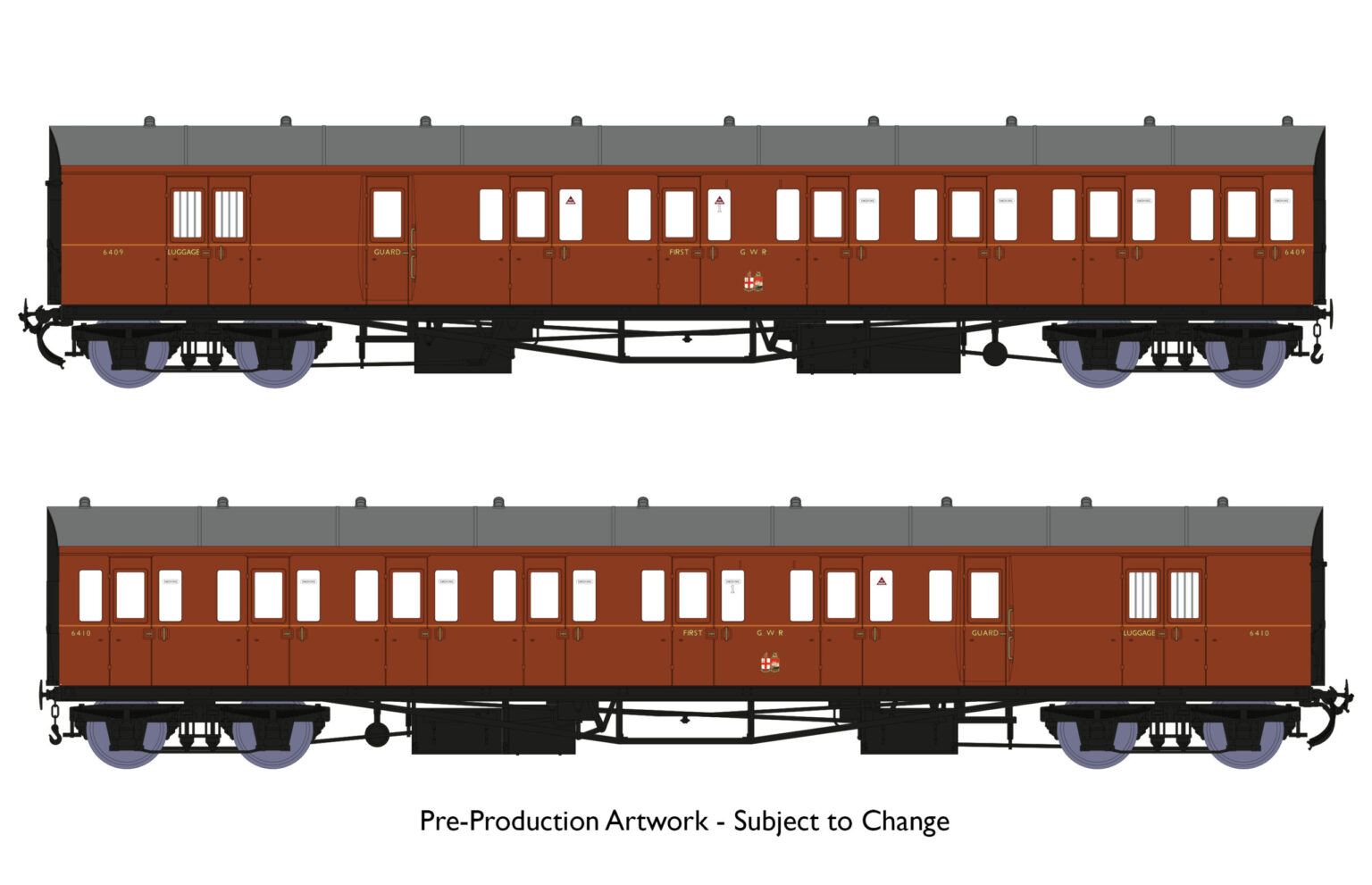 Brown R Train Rapido Trains 946009 Dia E140 B Set - No.6409 & 6410 GWR Wartime Brown ...