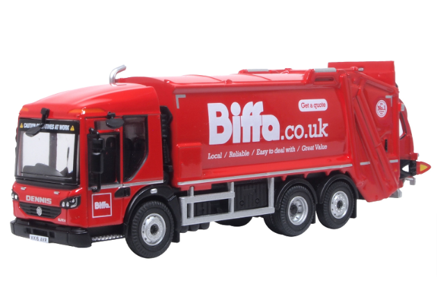 OXFORD DIECAST 76DE001 DENNIS EAGLE OLYMPUS REFUSE TRUCK BIFFA - OO Gauge