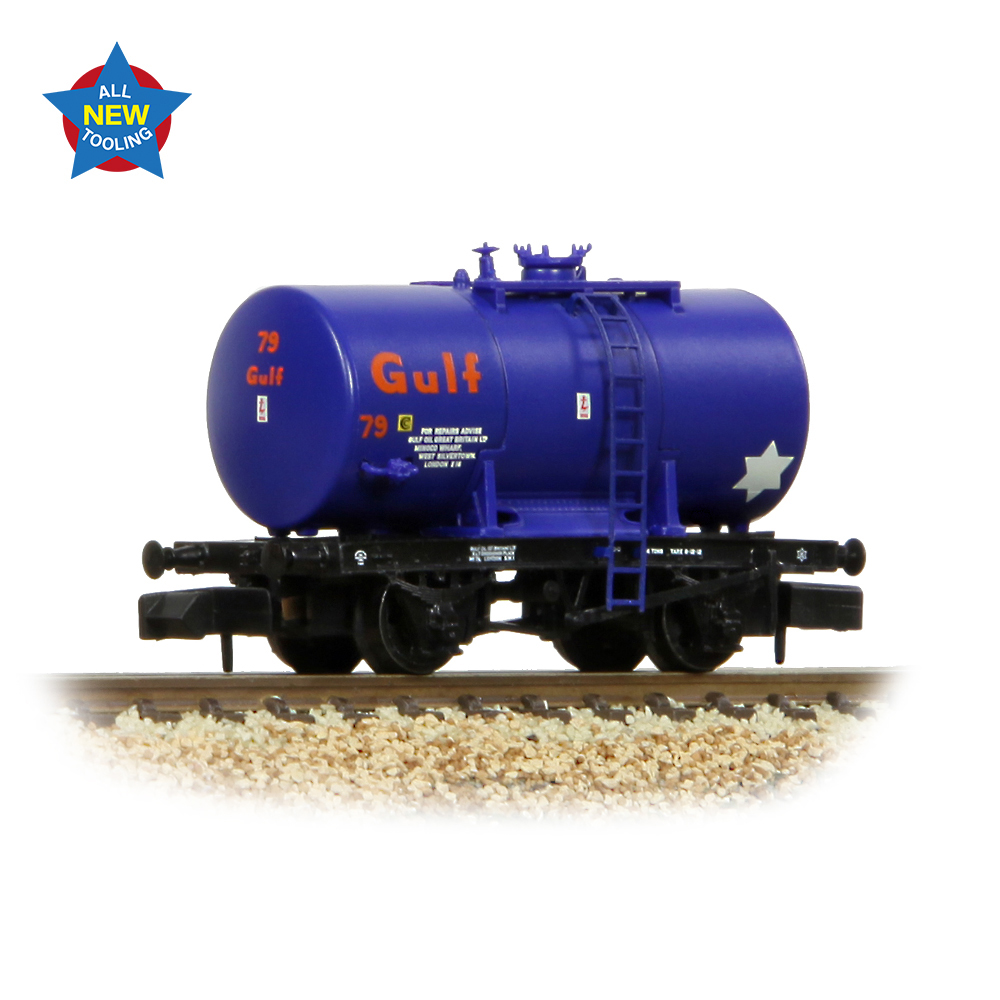 Graham Farish 378-001 14T Anchor-Mounted Tank Wagon 'Gulf' Blue - N Gauge
