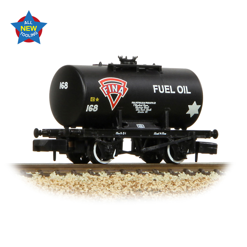 Graham Farish 378-003 14T Anchor-Mounted Tank Wagon 'Fina' Black - N Gauge