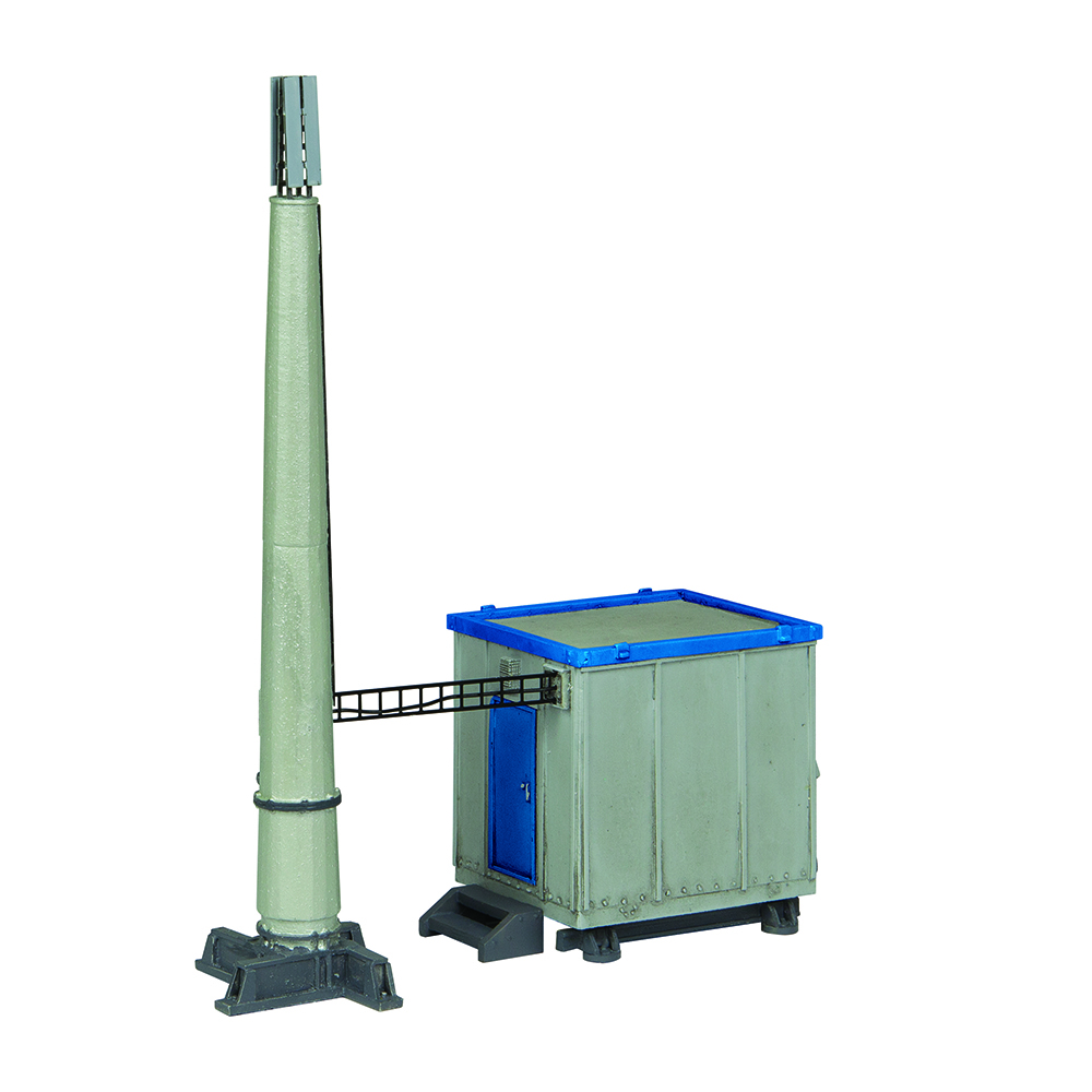 Scenecraft 44-0195B GSM-r Telecom Cabin and Monopole - Blue Cabin - OO Gauge