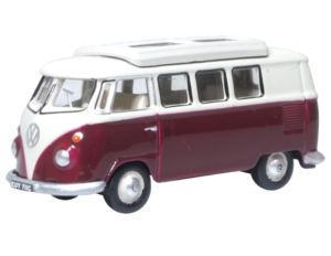 OXFORD DIECAST 76VWS010 VW T1 SPLIT SCREEN CAMPER TITAN RED/BEIGE GREY - OO Gauge