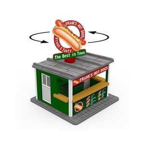 Proses - PLS-038 O Scale Hot Dog Booth w/Rotating Banner and Illumination - 1:43 Scale